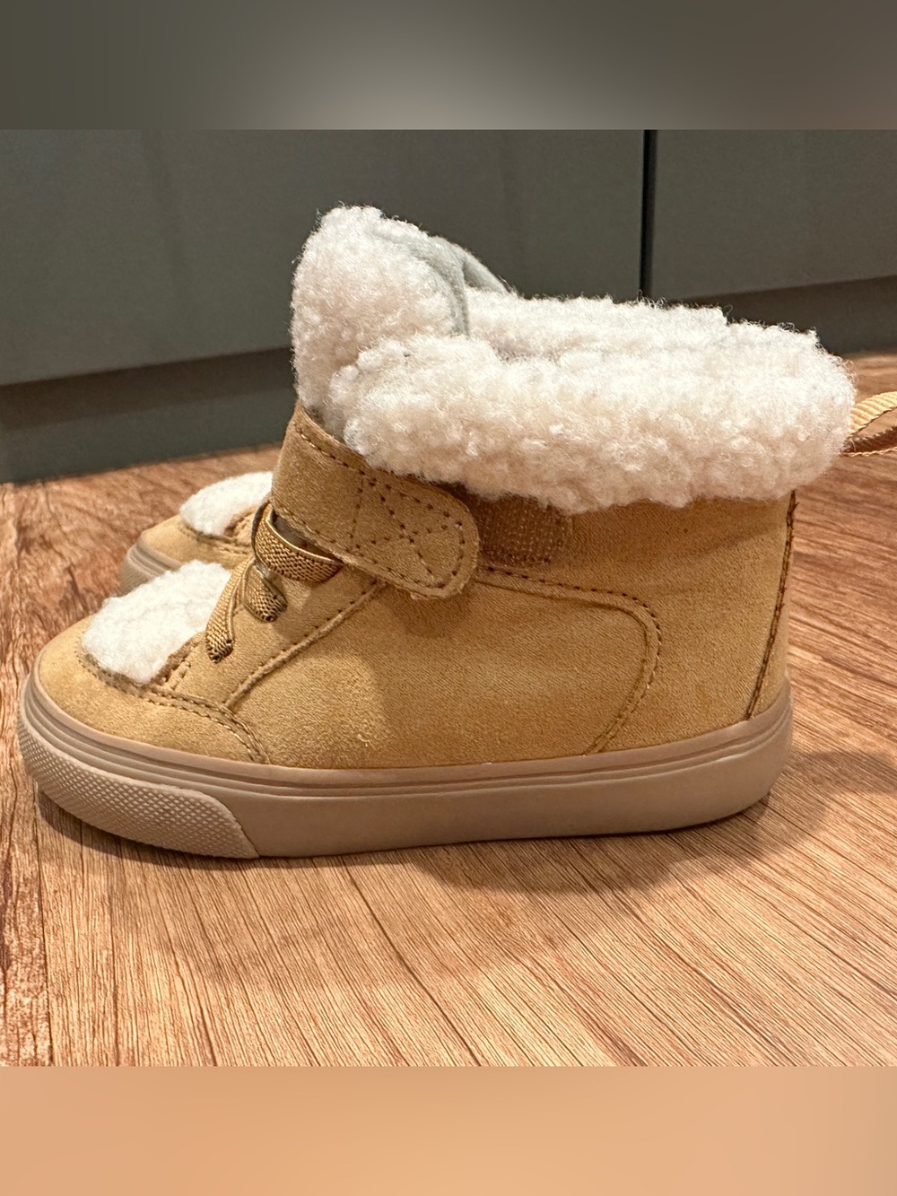 Toddler Tan Faux-Shearling High-Top Sneakers - Old Navy